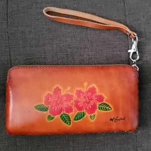 Leather Hawaii Wristlet
